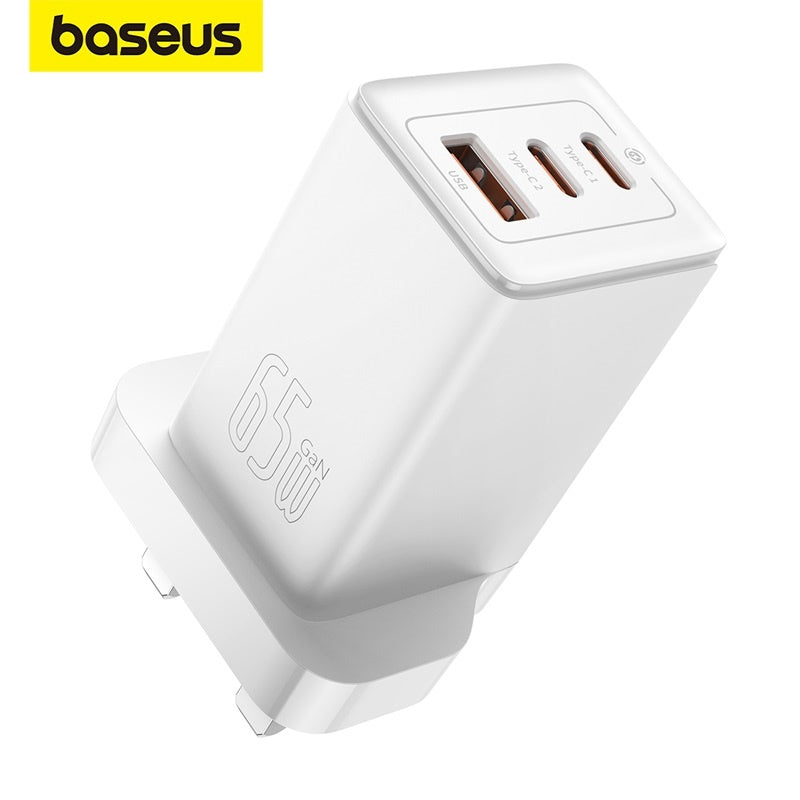 Baseus GaN5 Pro 65W Fast Charger PD3.0 QC4.0 USB C Quick UK Plug Adapter Safety Mark Free 1M Type-C Cable