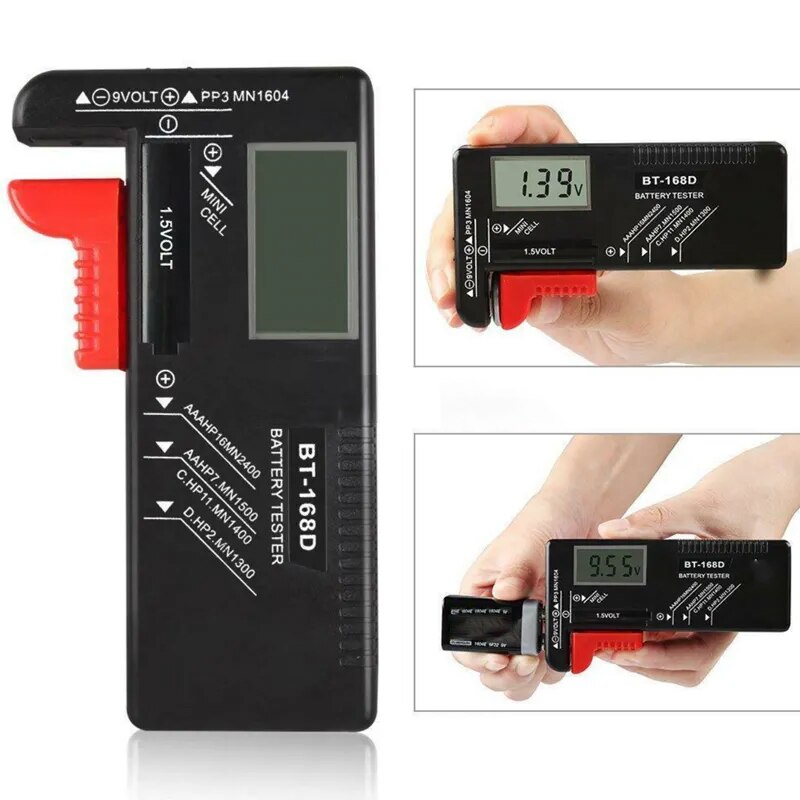 BT168D Smart LCD Digital Battery Tester Measure Volt Capacity Voltage Indicator Checker Monitor 9V 1.5V AA AAA Cell C D