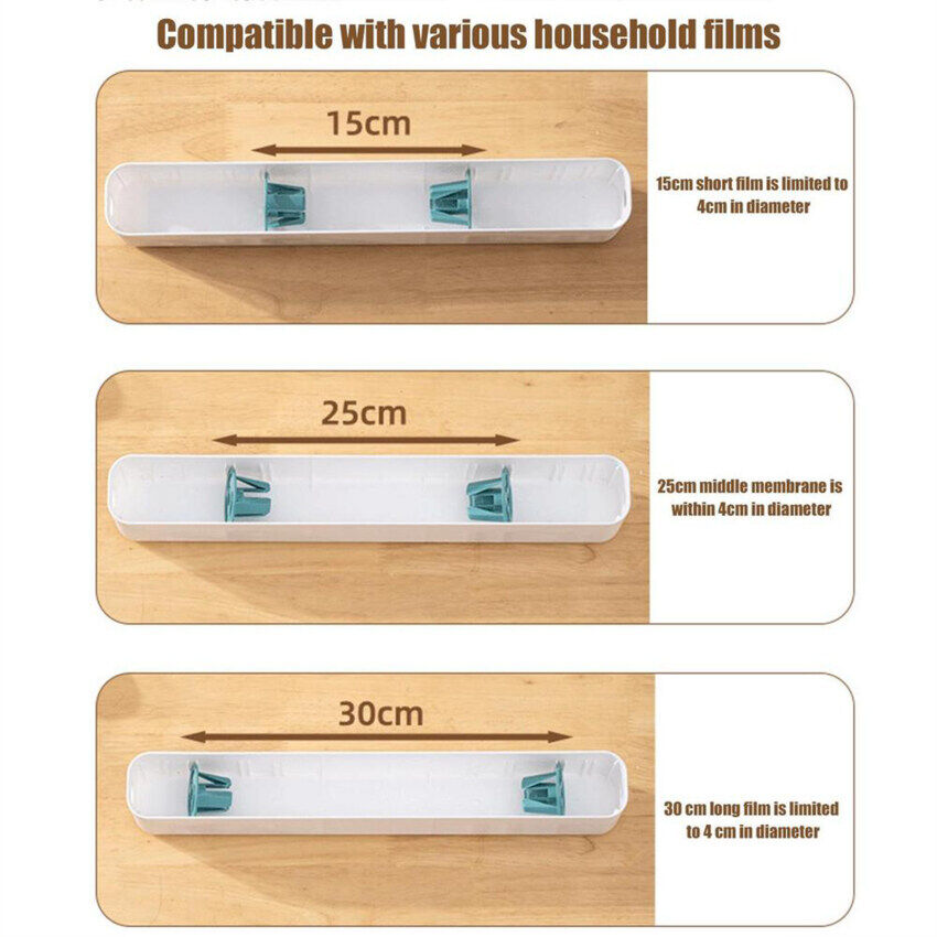 2 In 1 Cling Wrap Cutter Food Wrap Dispenser Cling Film Organizer Foil Slide Cutter Kitchen Tool
