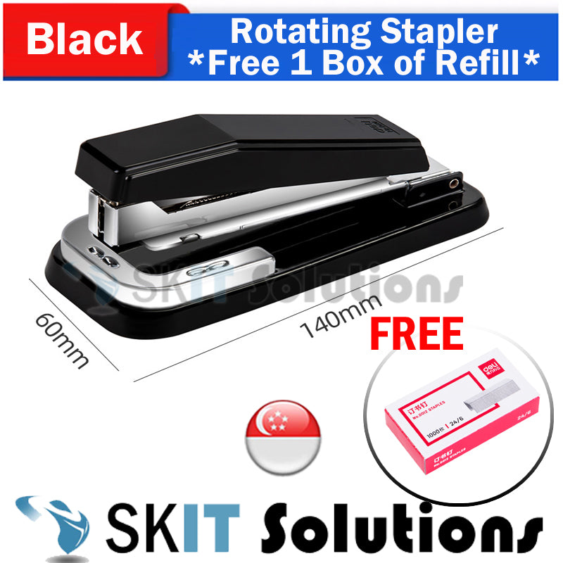 360° Smart Stapler with Staple Refill Swivel Rotating Swing-Arm Seam Binding Home Office Stationery