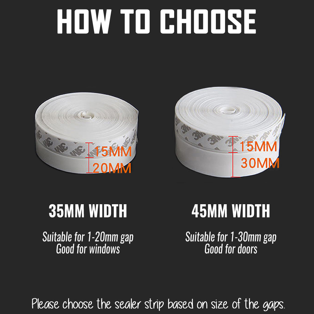 35mm / 45mm Silicone Gap Sealer Strip 5 Meter Window Glass Under Door Bottom Sealing Strip Seal Block Insect Haze Smoke Sound Proof Blocker