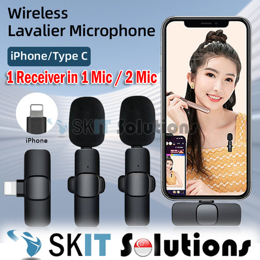 Bluetooth Wireless Lavalier Microphone Portable Audio Video Recording Lapel Mic fr i-Phone Android DSLR Camera Vlog Live