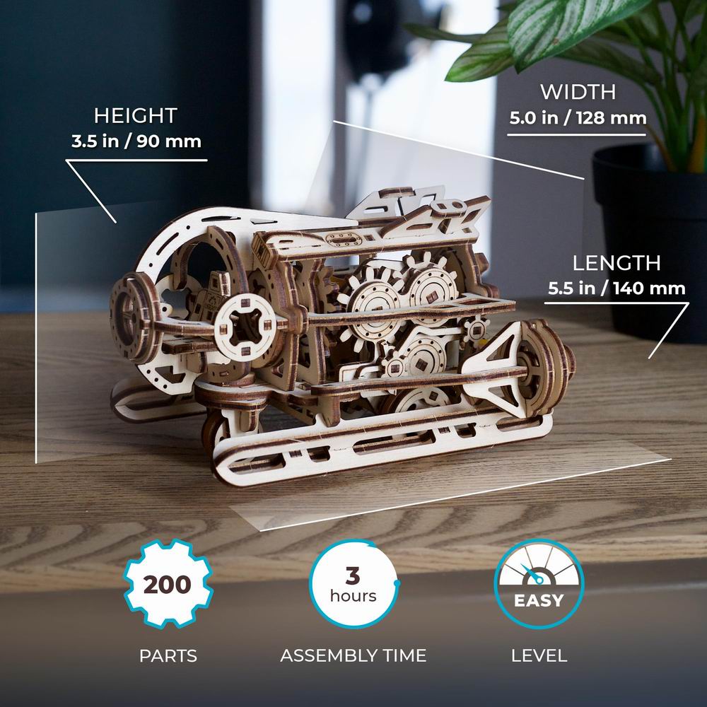 UGEARS Steampunk Submarine 3D Mechanical Model Wooden Puzzle DIY Kits