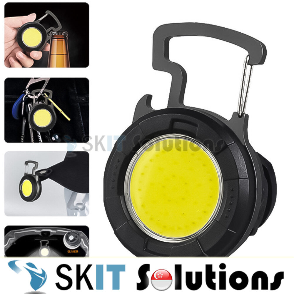 Round Mini LED Flashlight Portable USB Rechargeable Work Light 500 Lumens Bright Keychain Light Small Pocket Flashlights