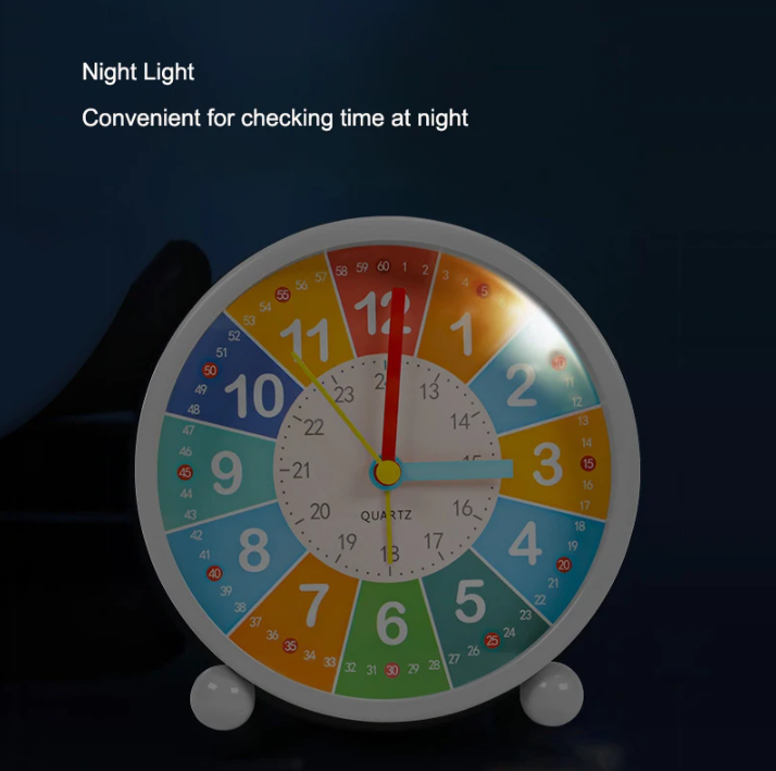 3.5 4.5 Inch Cute Silent Kids Educational Alarm Clock USB AA Battery Table Night Light Non-Ticking