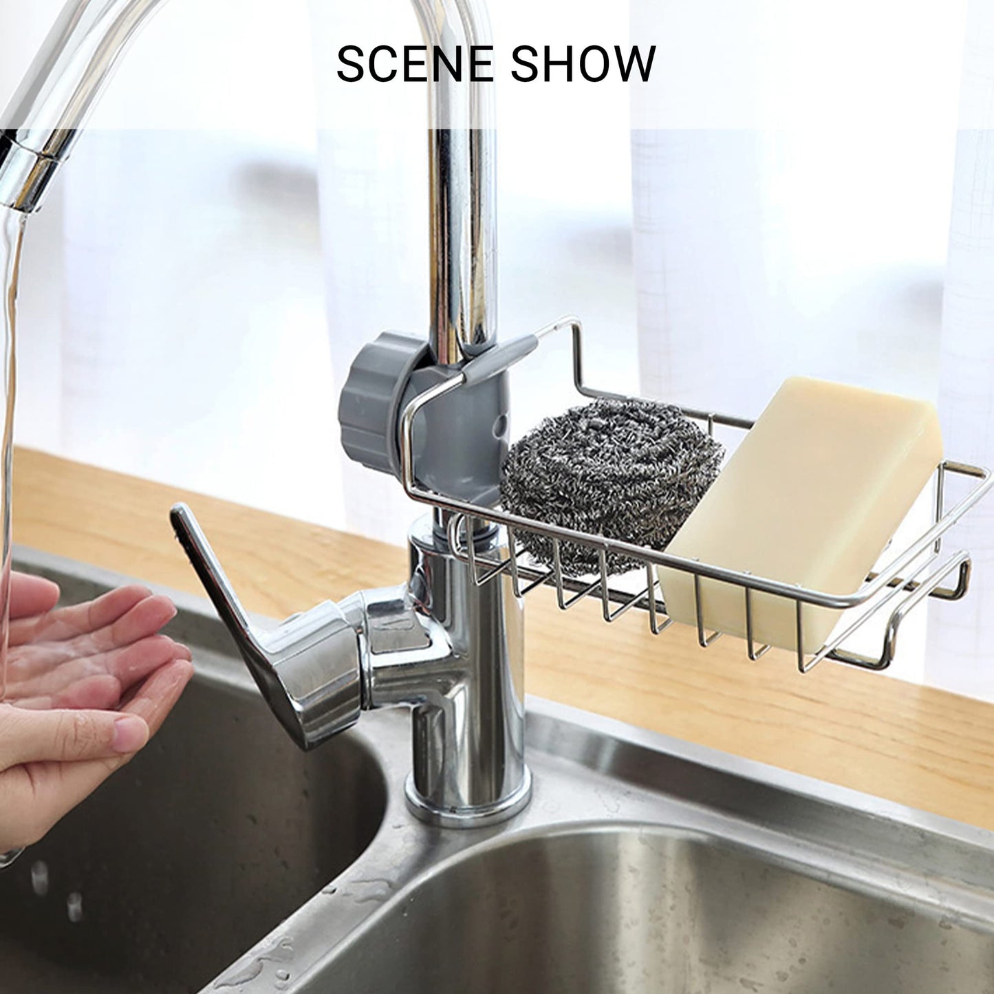 Faucet Rack Storage Rack Stainless Steel Drain Basket Heavy Duty Kitchen Sink Organizer Over Hanging Sponge Holder