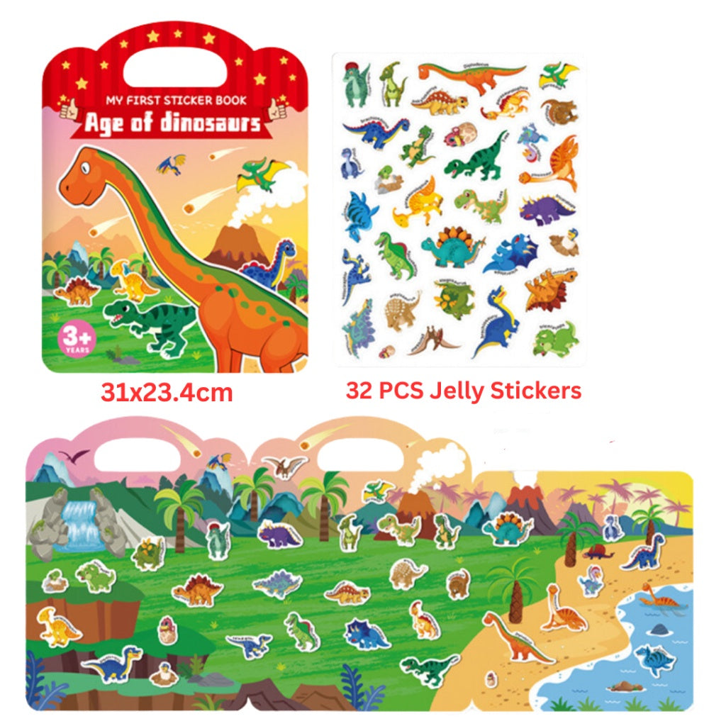 Children's Portable Jelly Sticker Book Reusable Stickers Early Education Educational Painting Cartoon Toys Kids Toddlers