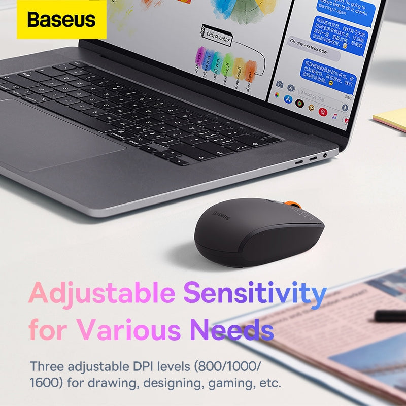 Baseus F01A Wireless Silent Mouse 2.4GHz Ergonomic Bluetooth Mute Mouse for Laptop Tablet PC MacBook