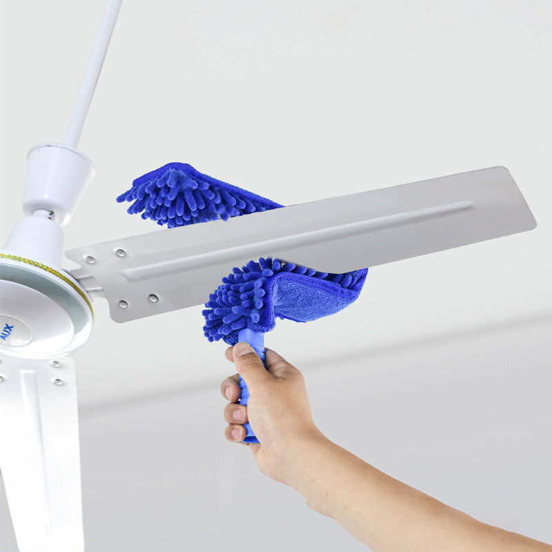 T-Shape Ceiling Fan Duster + Extendable Pole Absorb Dust Telescopic Rod Washable Microfiber Cleaner Cleaning Brush Tools