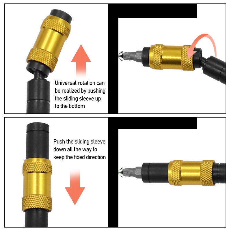 1/4" Hex Magnetic Rotating Pivot Drill Bit Extension Rod Screwdriver Tip Holder Quick Change Tool