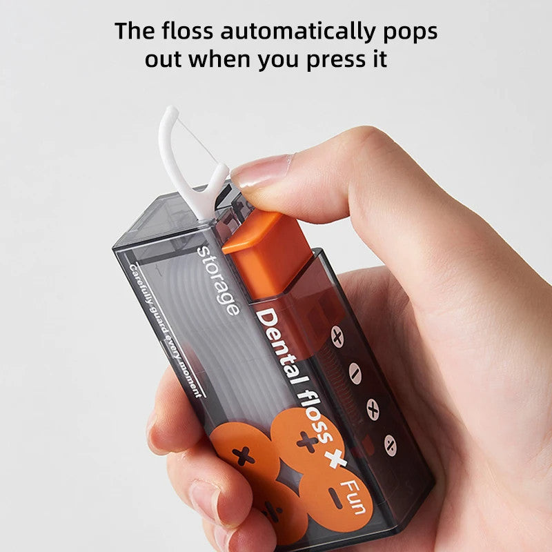 Portable Automatic Pop-Up Dental Floss Dispenser Storage Box Toothpick Oral Care Tooth Cleaning Tool