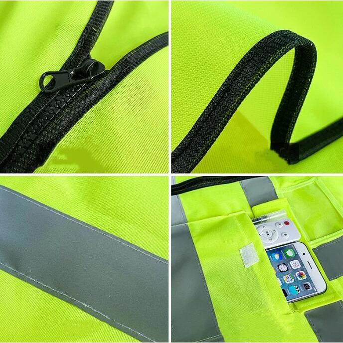 Reflective Safety Vest High Visibility Traffic Multi-Pocket Breathable Work Outdoor Night Cycling