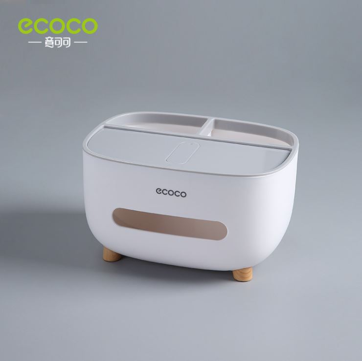 ECOCO Desktop Tissue Box Organizer Multi-function Toilet Paper Towel Storage Holder Dispenser Bathroom Accessories Remote Control