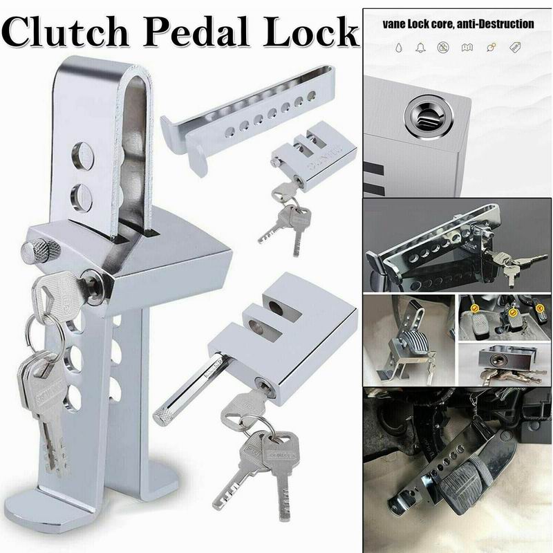 Universal Car Pedal Lock Anti-Theft Auto Solid Stainless Steel Brake Clutch Lock Vehicle Security Protection Supplies
