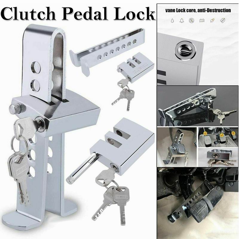 Universal Car Pedal Lock Anti-Theft Auto Solid Stainless Steel Brake Clutch Lock Vehicle Security Protection Supplies