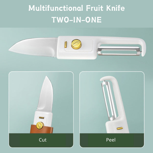 2-In-1 Peeler Knife Fruit Cutter Vegetable Slicer Stainless Steel Blade Scraper Kitchen Travel Tool