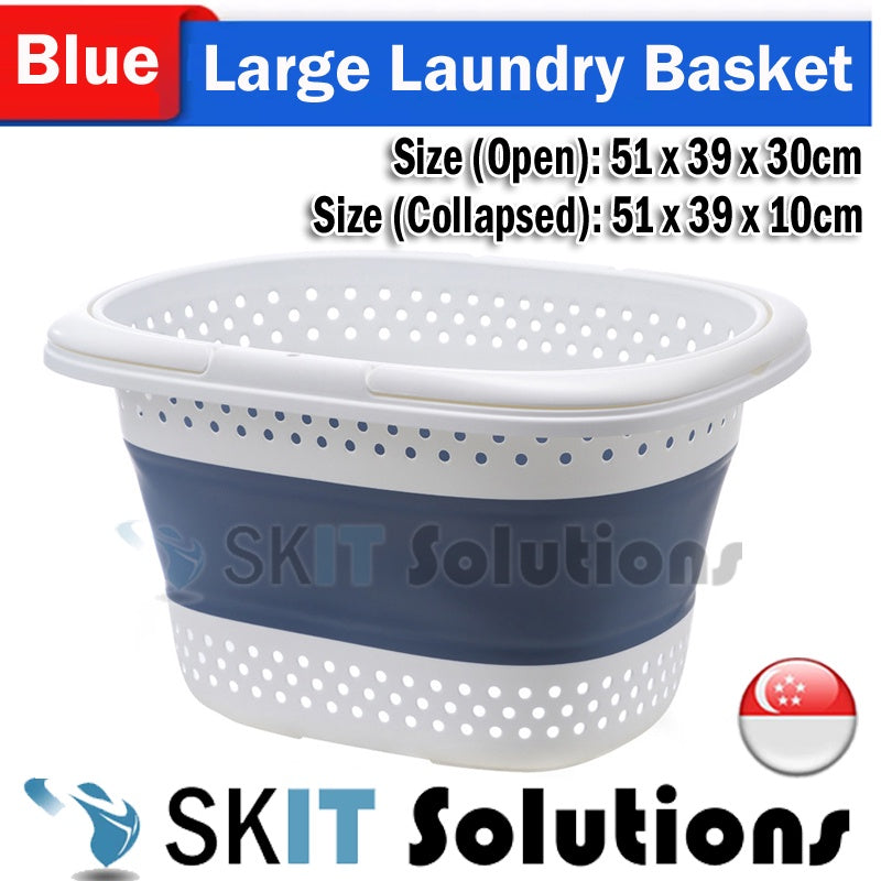 Collapsible Plastic Laundry Backet with Handle Foldable Clothes Storage Box Container Organizer Hamper Space Saving