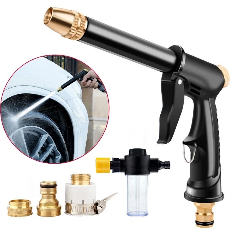 High Pressure Water Spray Gun Nozzle Adjustable 360 Rotating Jet Sprayer for Car Wash Garden Cleaning