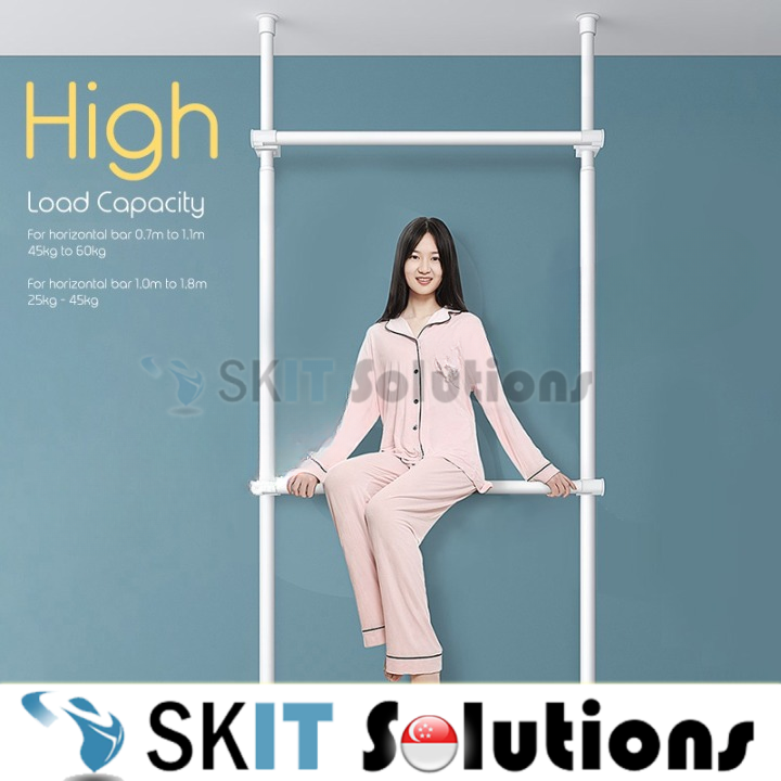 Standing Clothes Rack Adjustable Floor to Ceiling Space-Saving Hanging Pole Heavy-Duty DIY Wardrobe