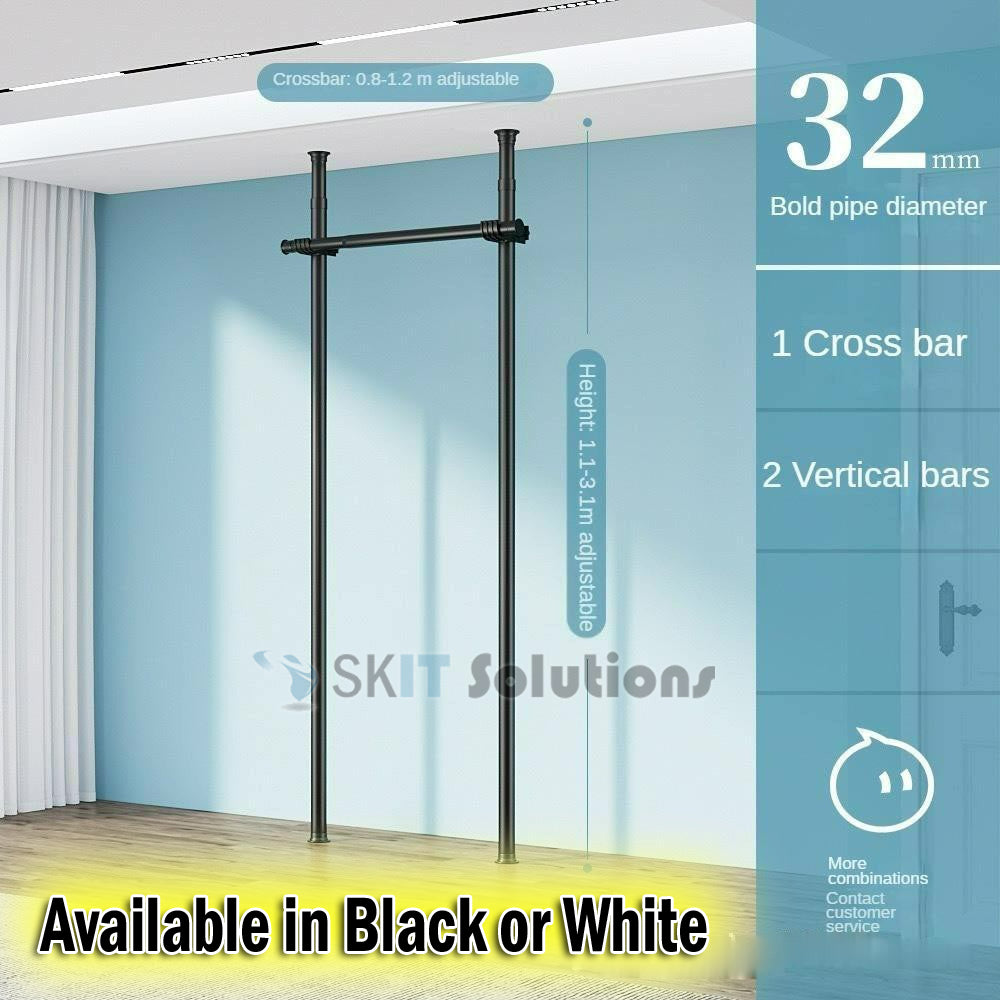 Standing Clothes Rack Adjustable Floor to Ceiling Space-Saving Hanging Pole Heavy-Duty DIY Wardrobe