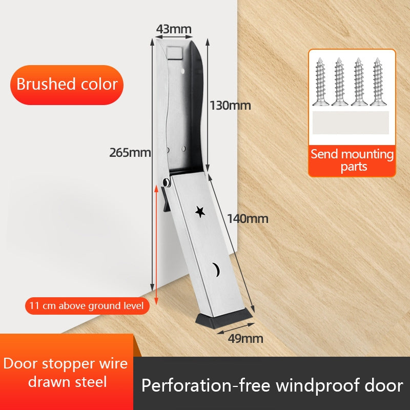 Aluminum Alloy Door Stopper Hand Foot Step Blocker Windproof Anti-Pinch No Drill Silent Non-Slip