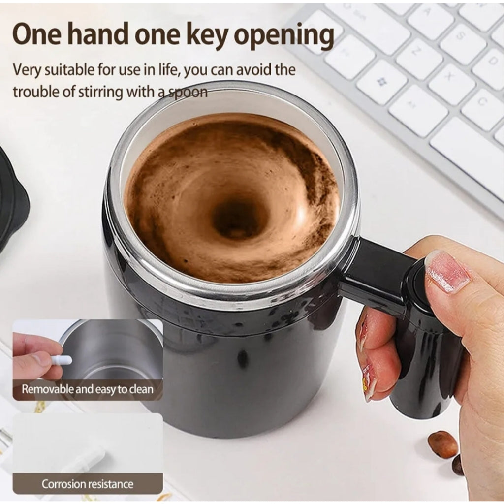 380ML Rechargeable Self-Stirring Mug 304 Stainless Steel Automatic Coffee Mixing Cup for Home Office