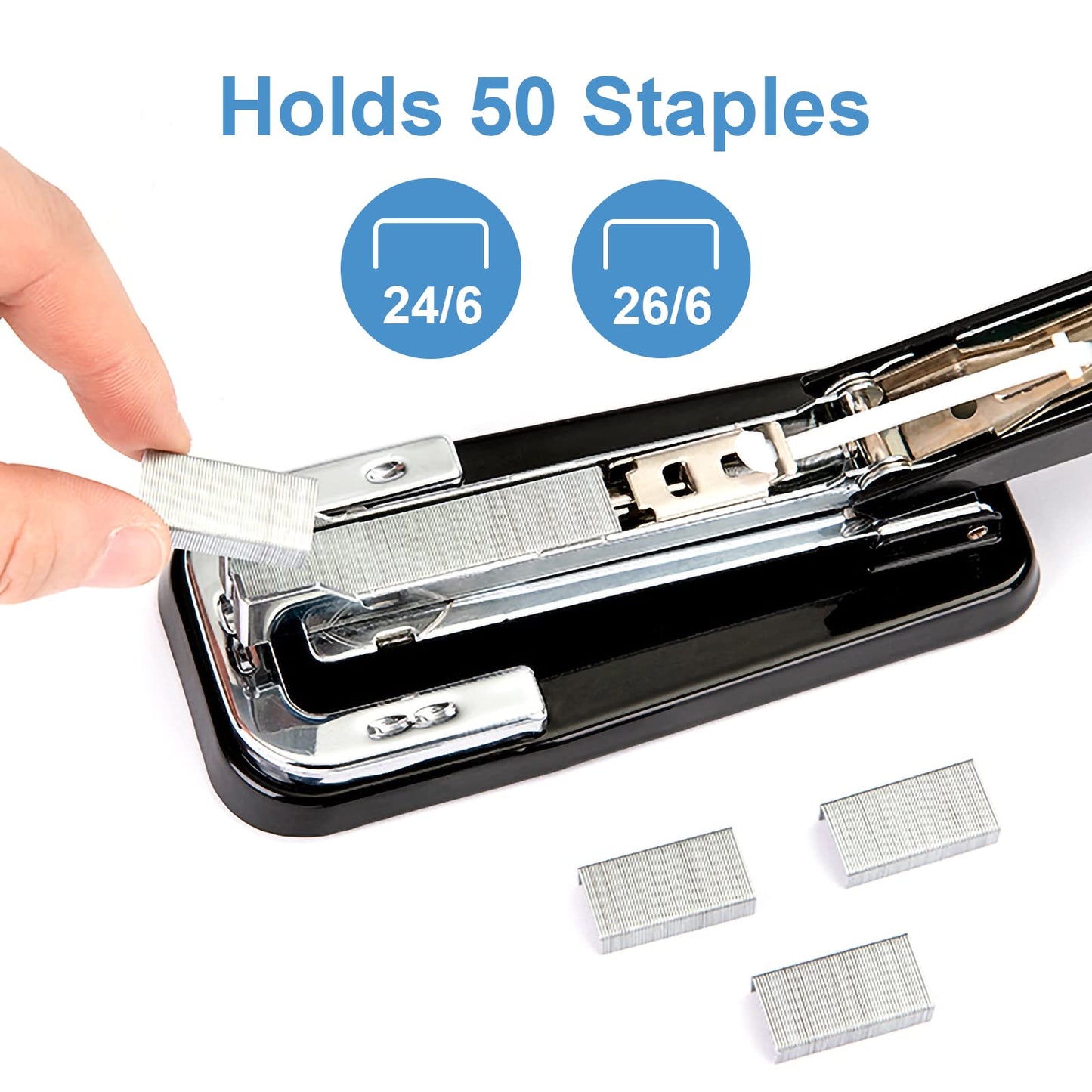 360° Smart Stapler with Staple Refill Swivel Rotating Swing-Arm Seam Binding Home Office Stationery