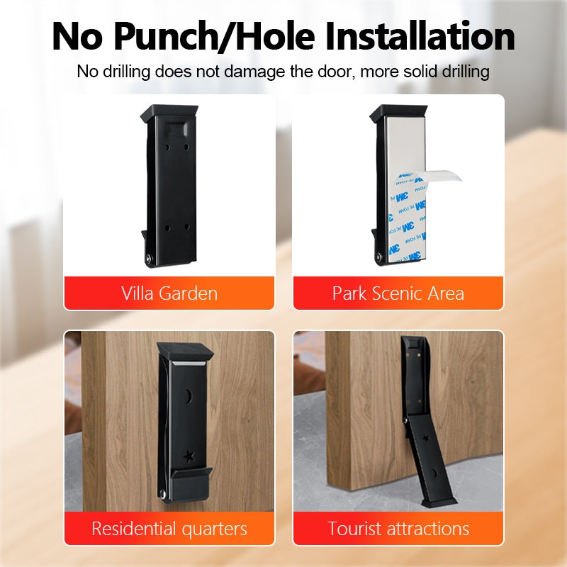 Aluminum Alloy Door Stopper Hand Foot Step Blocker Windproof Anti-Pinch No Drill Silent Non-Slip