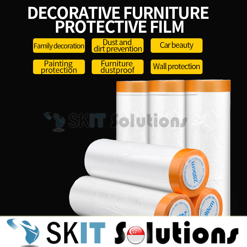 thumbnail image 2 of 6 Rolls Self-Adhesive Masking Film - 150cm X 20m Paint Protection For Furniture & Floors 2 of 12