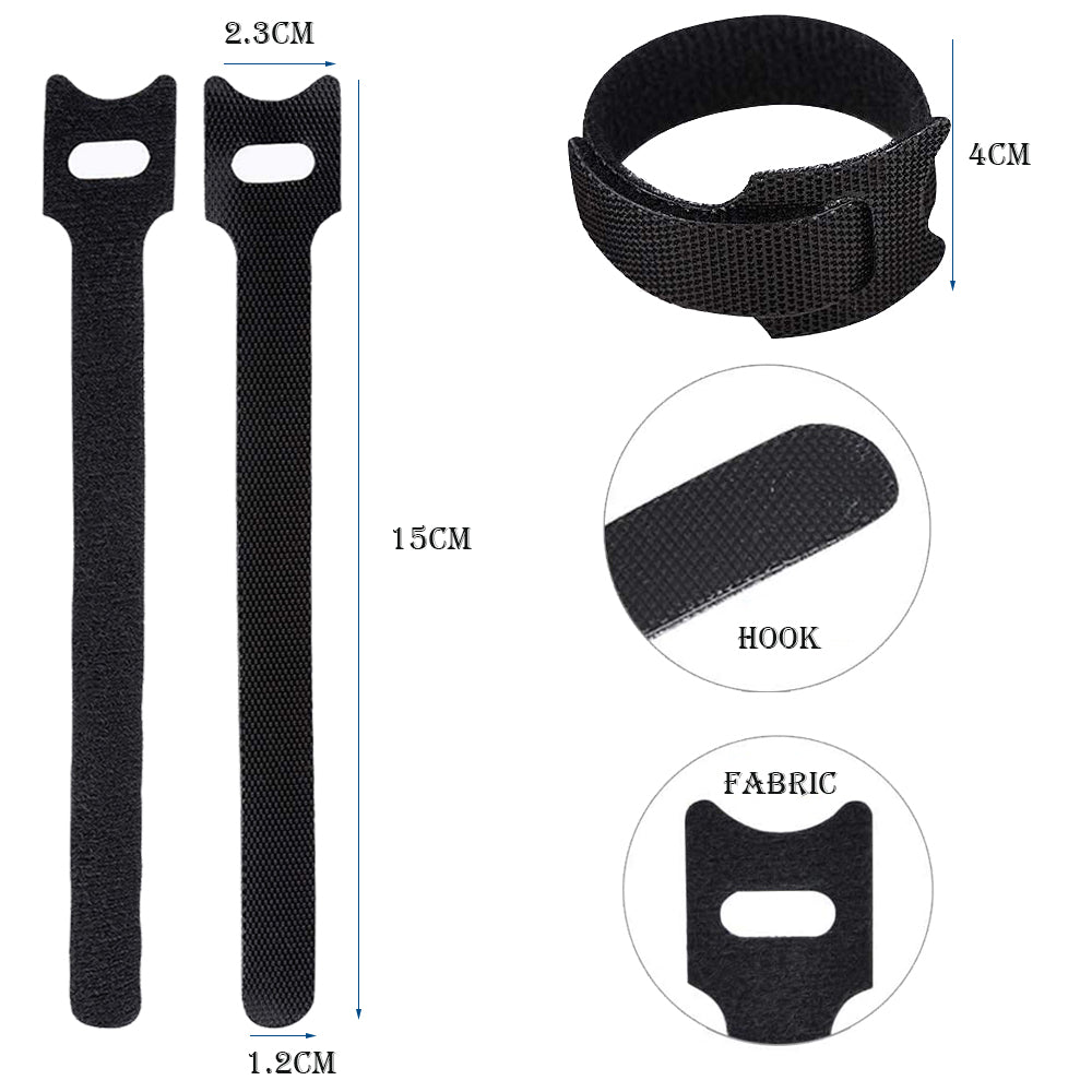 60pcs T-Type Velcro Nylon Cable Ties Reusable Adjustable Hook Loop Wire Management Cord Organizer