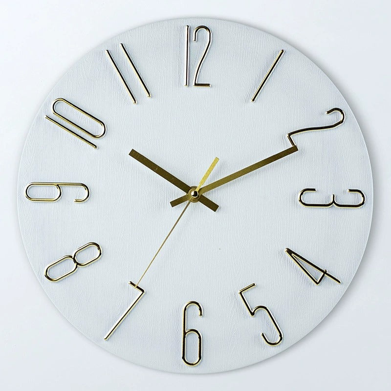 12 Inch Nordic Style Silent Hanging Wall Clock 30cm Minimalist Modern 3D Quartz Home Bedroom Office