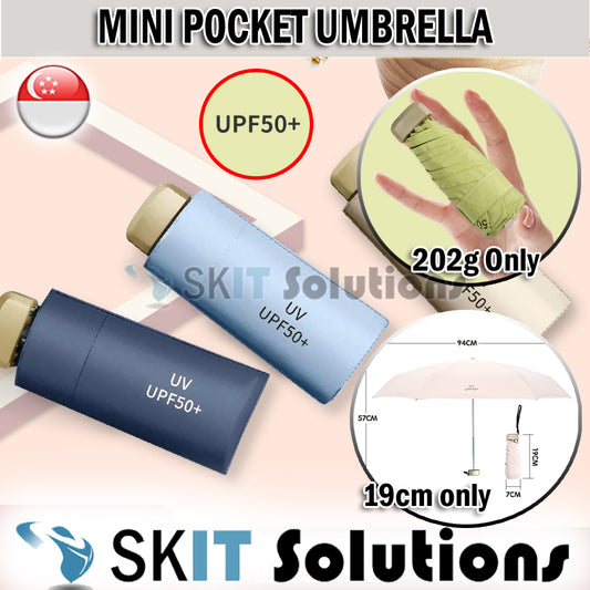 Mini Pocket Folding Tiny Umbrella Light Weight 5 Fold 6 Ribs Anti UV Coating Protection UPF50+ Windproof WaterProof