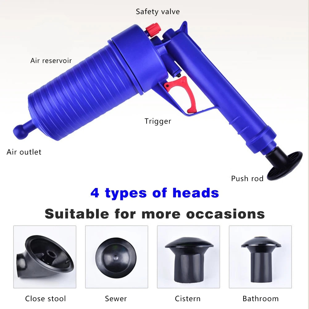 Toilet Air Pump Pressure Plunger Kits Bathroom Drain Clog Remover Blaster Air Powered Gun Dredge Sink Pipe Declogger