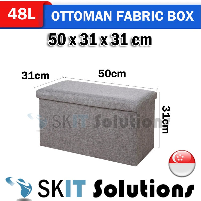 Ottoman Fabric / Leather Storage Box Foldable Sofa Seat Stool Organizer Bench Home Living Space Saving Organiser