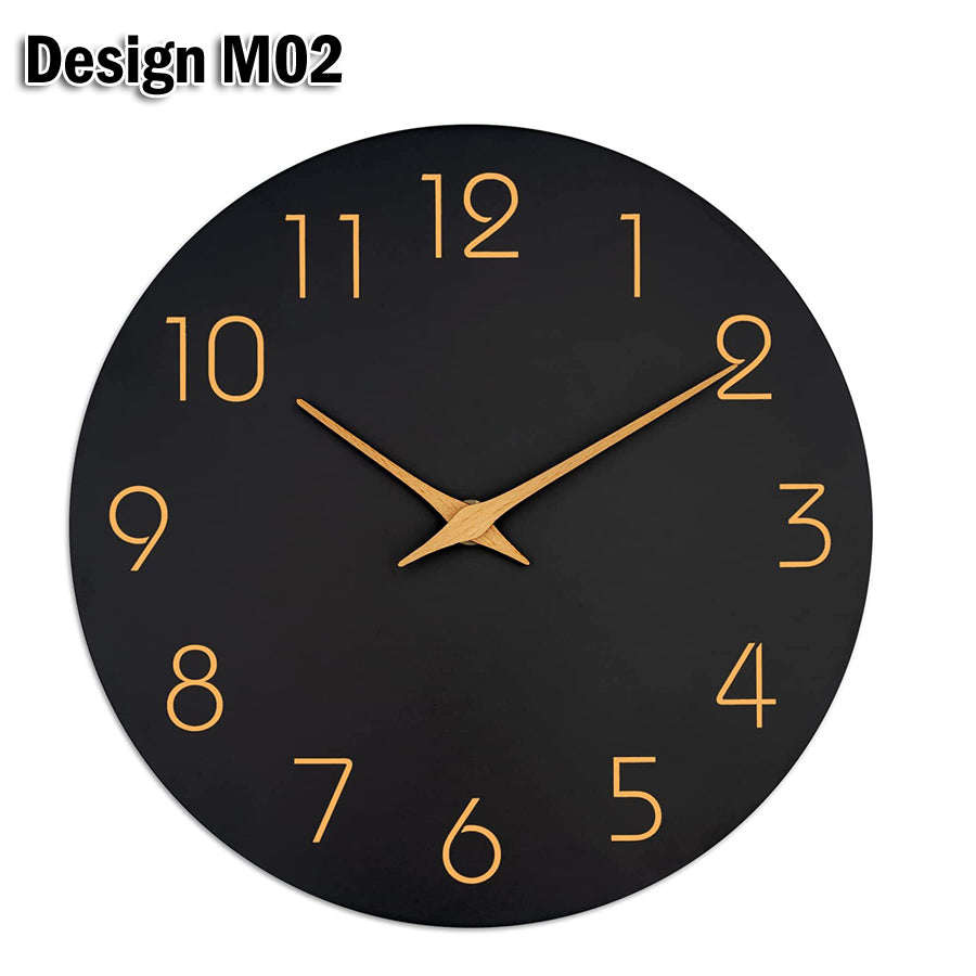 12' Minimalist Wall Clock 12 Inch 30cm Modern Nordic Silent Non-Ticking Wooden Decorative Living Room Kitchen Home