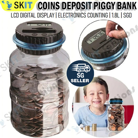 SGD Electronics Coins Deposit Piggy Bank Digital LCD Coins Counting Jar Singapore Dollar Money Box