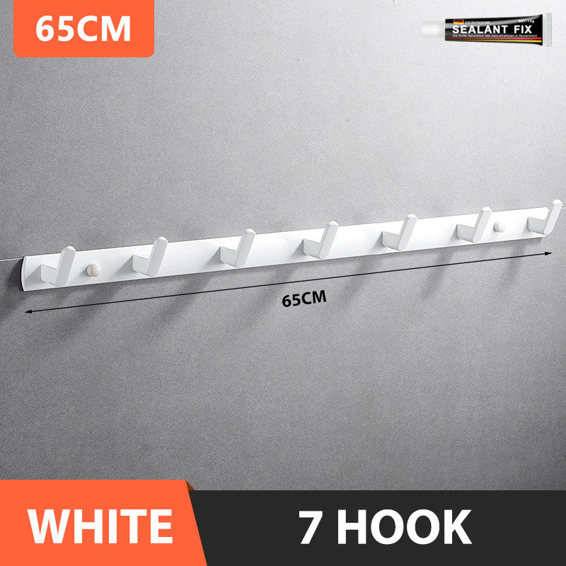 3/5/7 Hooks Aluminum Wall Hook Hanger Heavy Duty No Drill Nail Free Clothes Towel Bathroom Kitchen
