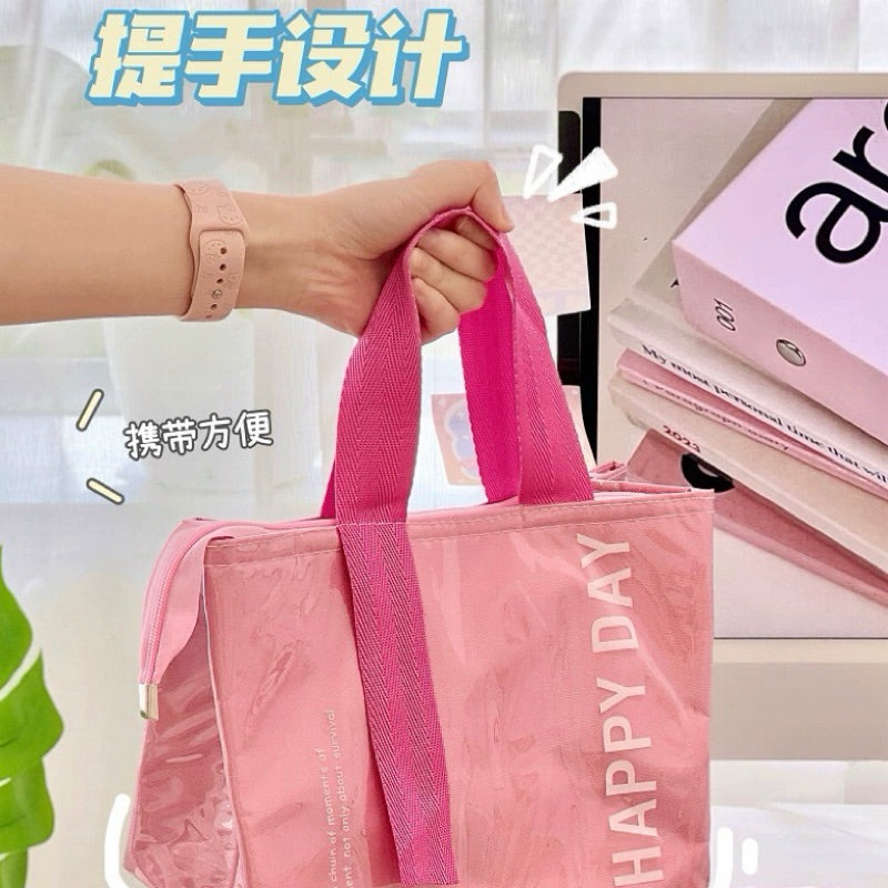 Large Capacity Bento Lunch Bag Waterproof Insulated Thermal Handheld Food Storage for Office Travel