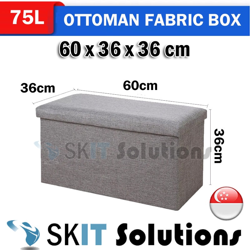 Ottoman Fabric / Leather Storage Box Foldable Sofa Seat Stool Organizer Bench Home Living Space Saving Organiser