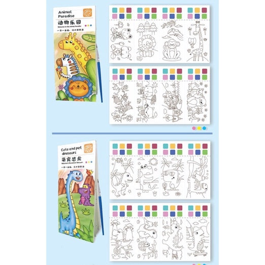 Pocket Water Color Painting Book 20 Picture Creative Paint Kit Pocket Paint with Brush Painting for Toddlers Kids 3+