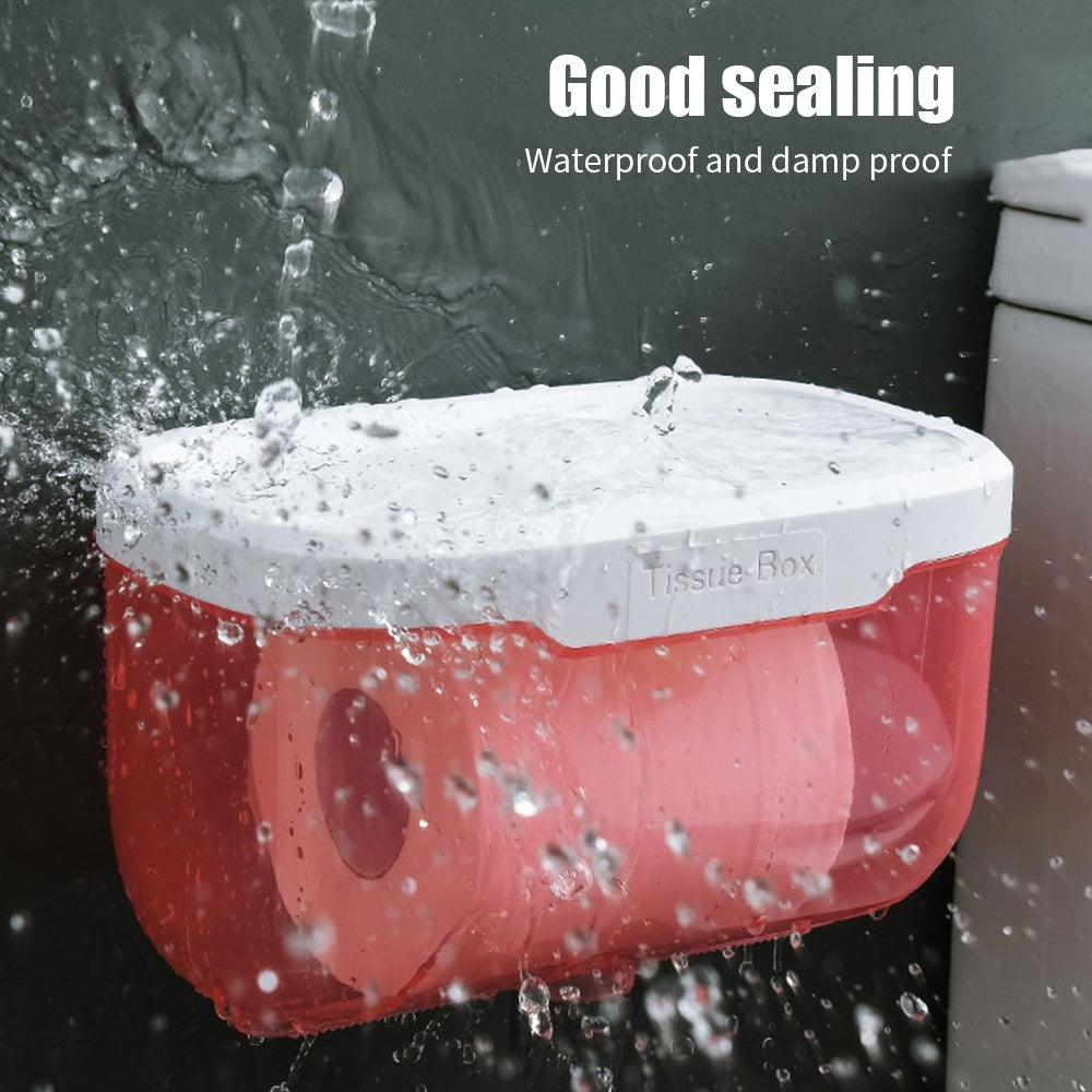 Wall Mounted Tissue Holder Punch Free Waterproof Toilet Roll Box Paper Storage Bathroom Accessories
