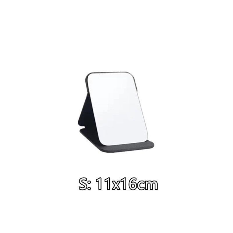 Foldable PU Leather Makeup Mirror Desktop Portable Pocket Cosmetic Travel Vanity Rounded Corner