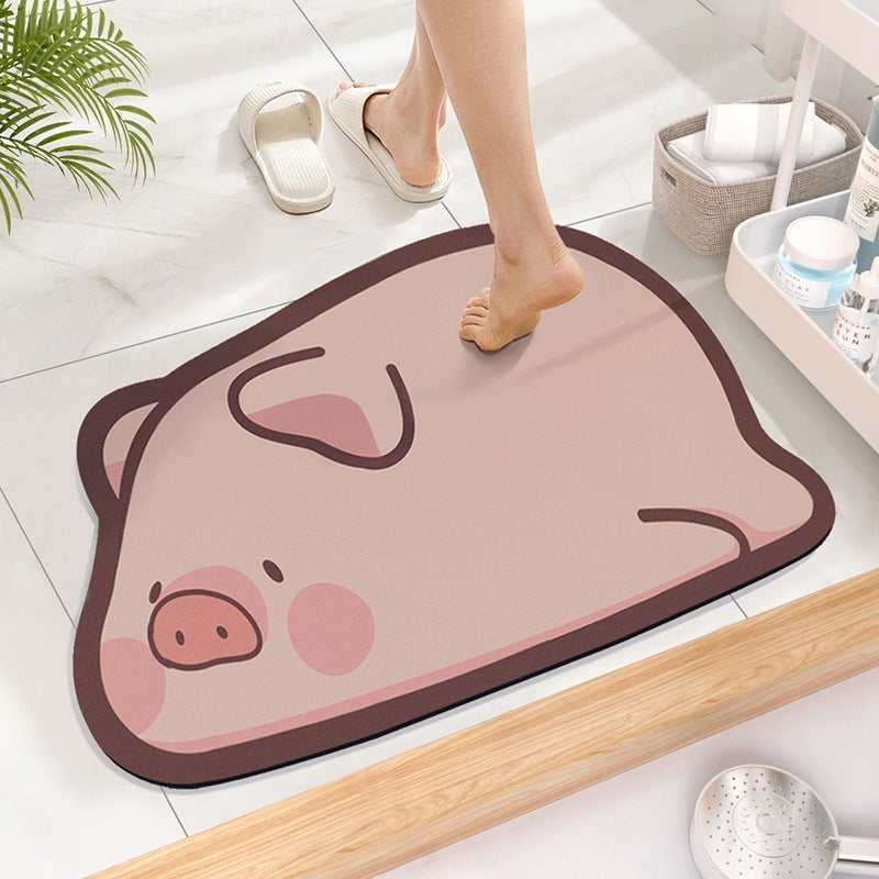 Cute Cartoon Super Absorbent Diatomite Floor Mat Bathroom Non-Slip Diatom Mud Floormat Soft Bath Room Mat Bedroom Toilet