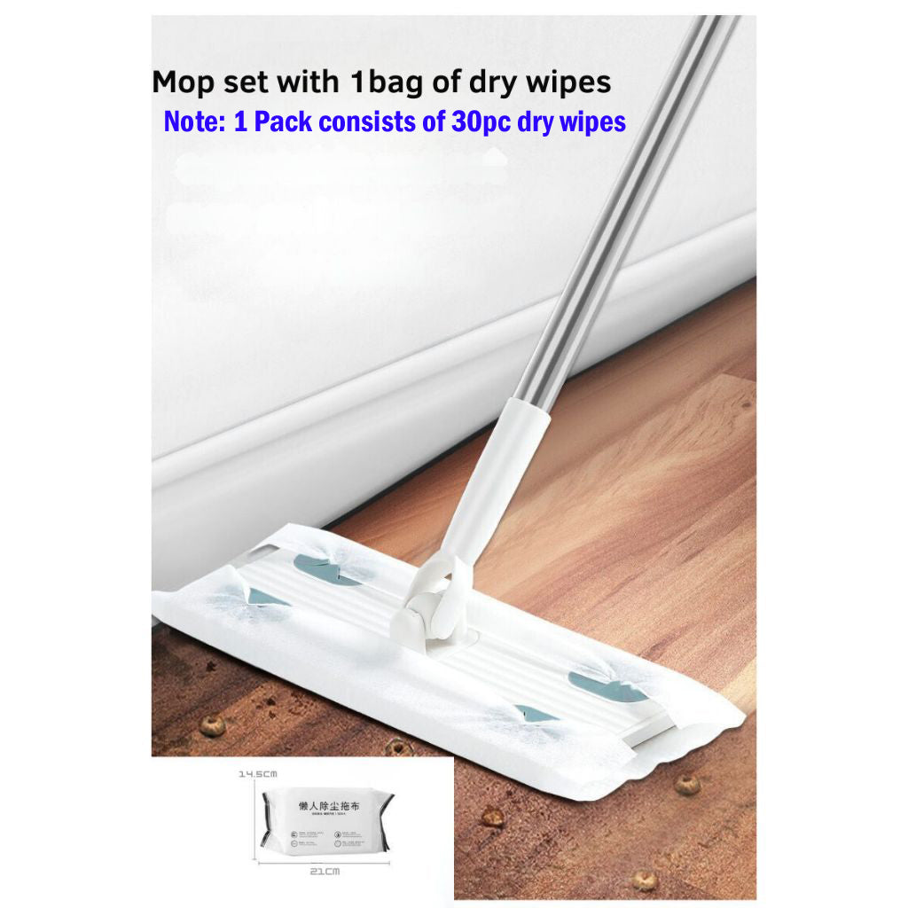 360 Rotation Floor Mop Adjustable Long Rod Static Dust Dry Wipe Pad Floor Cleaner Wood Tile Laminate