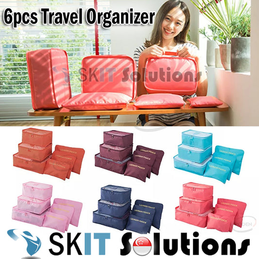 6pcs Travel Storage Bag Luggage Organizer Packing Tidy Clothing 6In1 Clothes Laundry Sleeves Pouch Cubes Organiser