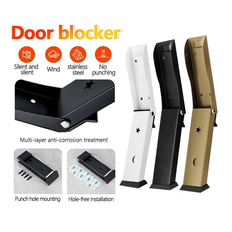 Aluminum Alloy Door Stopper Hand Foot Step Blocker Windproof Anti-Pinch No Drill Silent Non-Slip