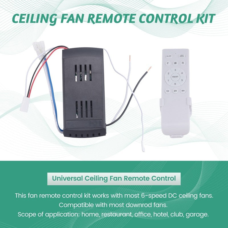 Smart Universal Ceiling DC Fan Lamp Remote Control Kit Receiver 6 Speed Timing Wireless Controller