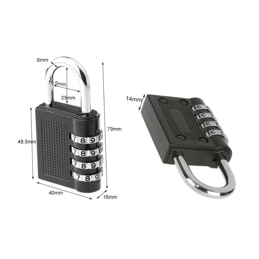 4-Digit Combination Padlock Number Code Lock Resettable Security Lock Gym Locker Luggage Gate Door