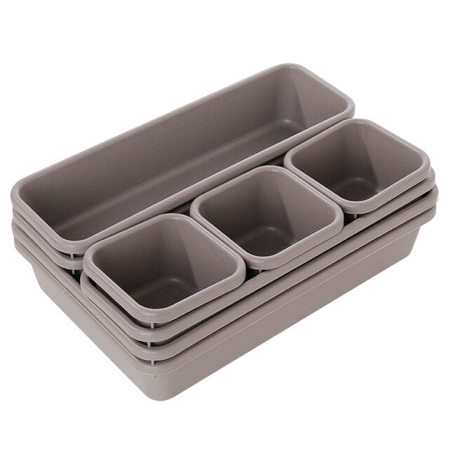 8pc / Set Drawer Storage Box Organizer Stationery Cosmetics Makeup Brush Holder Kitchen Cutlery Trays Jewelry Organiser