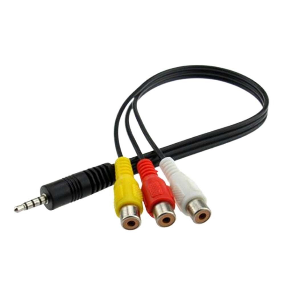 28cm 3.5mm AUX Male Stereo Jack to 3 RCA Female 3RCA AV Adapter Cable Audio Video Playback Mini Plug